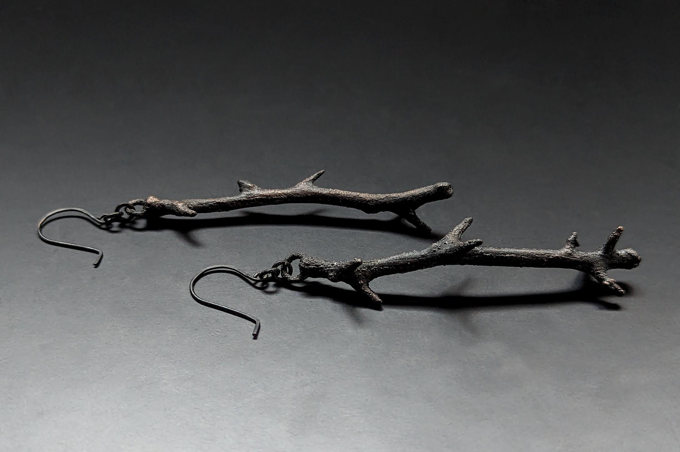 Thorny Rose Stem Earrings
