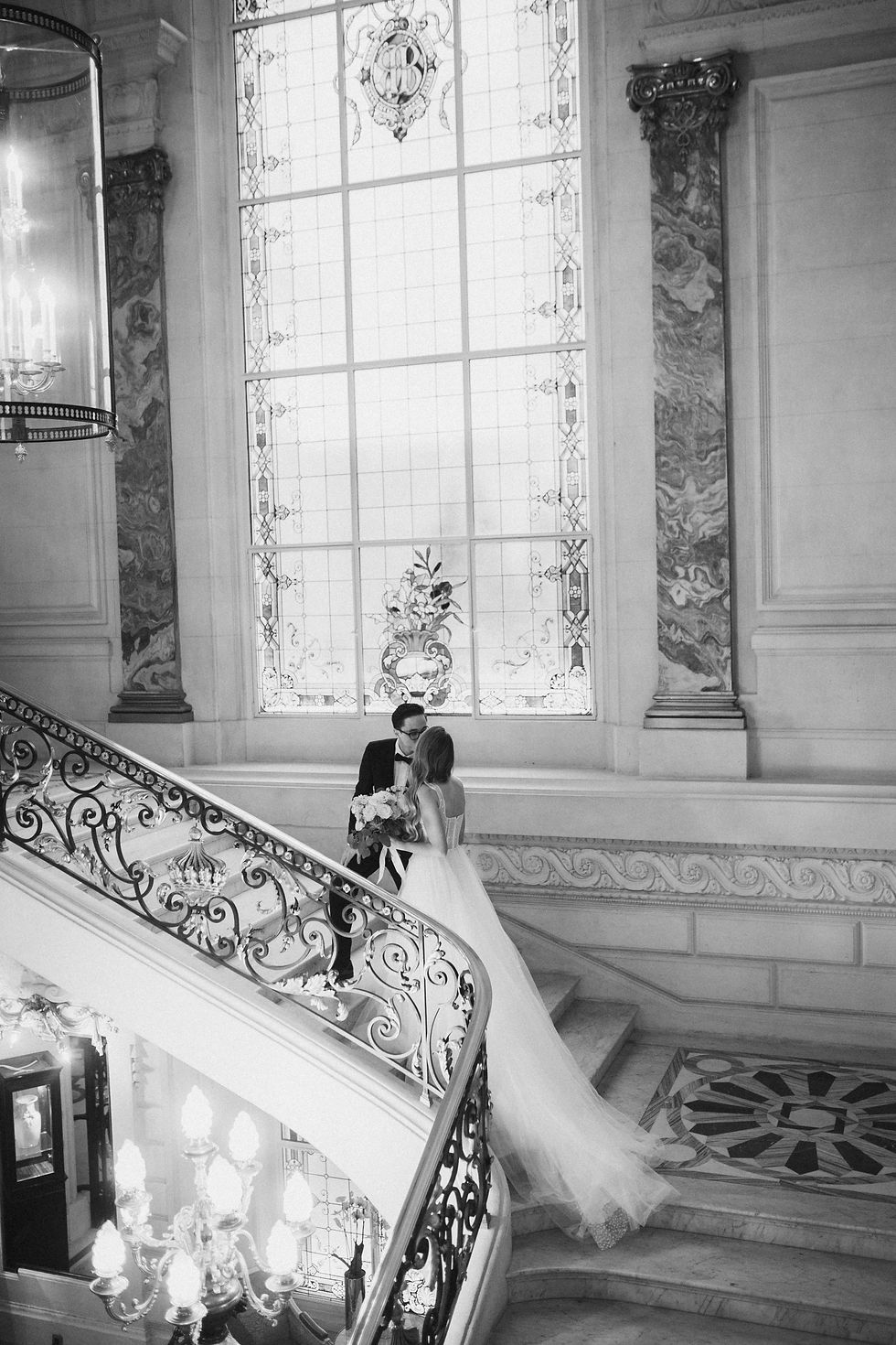 black and white fine art wedding photo at shangri la paris