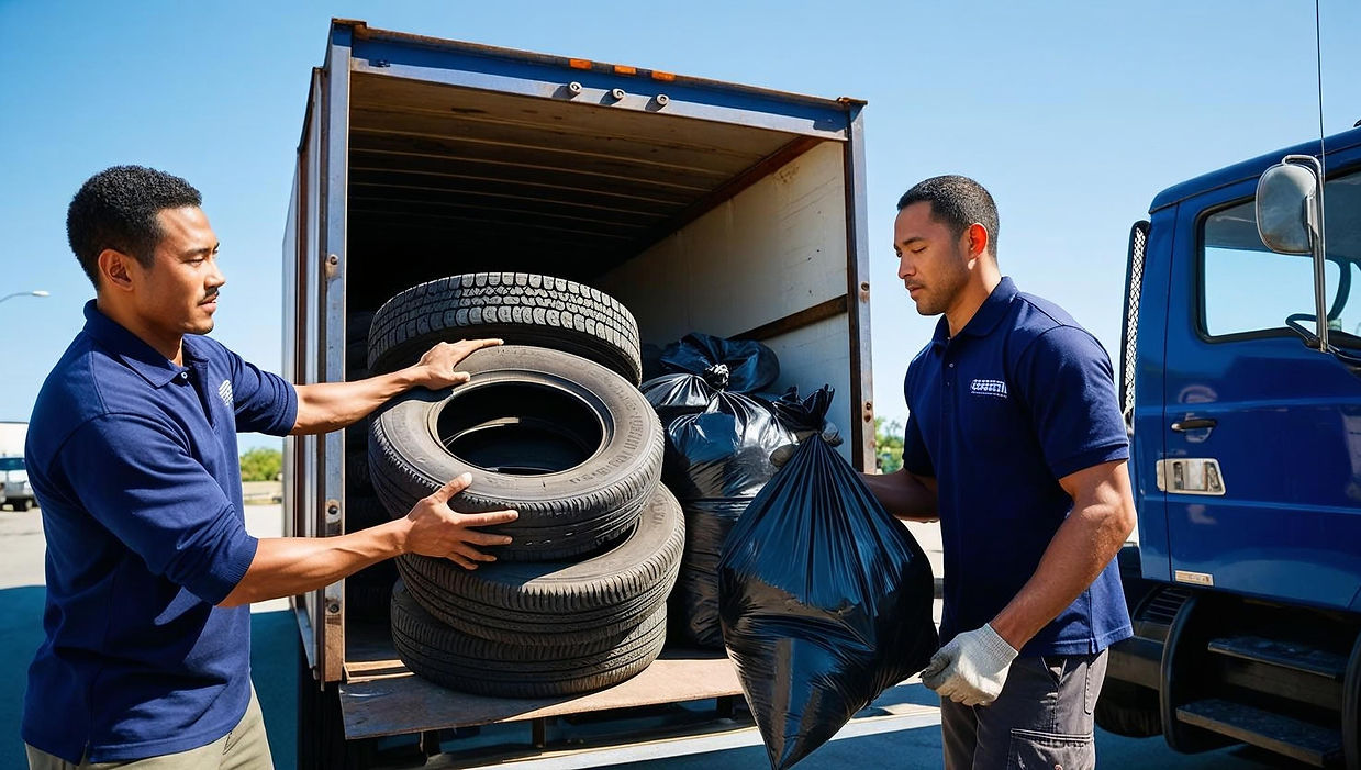 Create a photorealistic image of two men, of diverse ethnicities, wearing navy blue collar