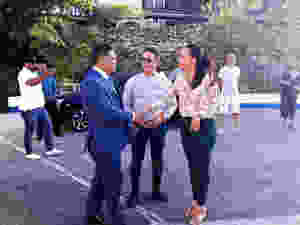 The Prime Minister of Curaçao, Mr. Eugene Rhuggenaath and The Minister of Economic Development for Curaçao, Mrs. Giselle Mc William