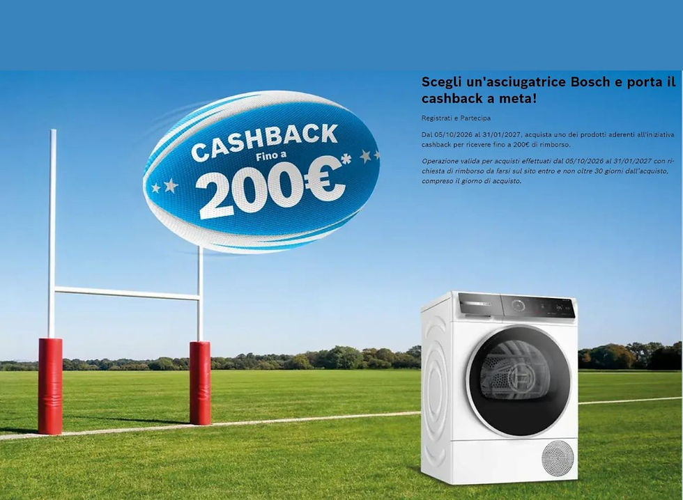 Cashback Scegli un'asciugatrice Bosch e porta il cashback a meta!