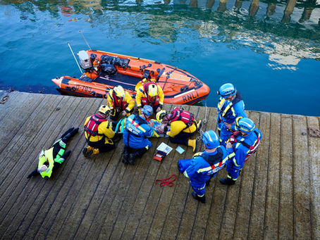 Multi-agency responders train together during a harbour incident exercise at Larne Harbour.