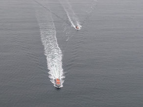 Overhead shot of Aran Islands RNLI bringing a fishing vessel's crew to safety