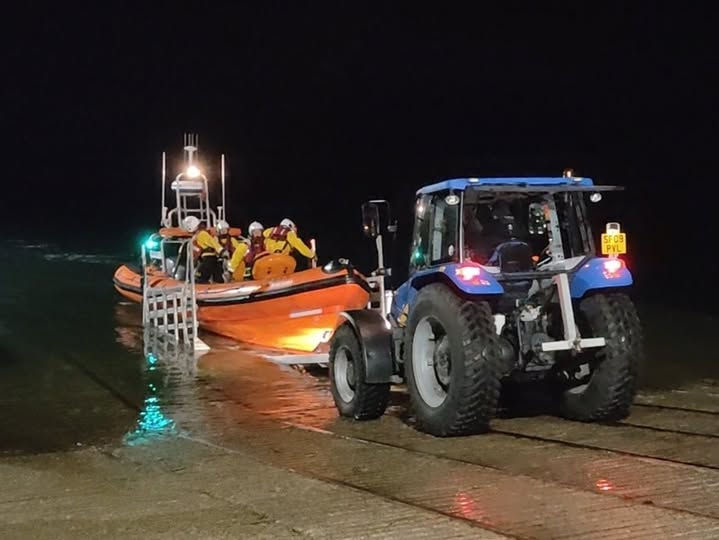 Portaferry RNLI’s Blue Peter V returns to the boathouse following a late-night search on Strangford Lough. Photo: RNLI/Portaferry