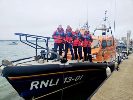 Fenit RNLI crew members undertaking Mechanics Pre-Commissioning Training in Poole: Deputy Mechanic Terry Sheehy, Trainee Deputy Mechanic Lee Sugrue, Senior Station Technician Kevin Honeyman, and Trainee Deputy Mechanic Shane Mulcair.
