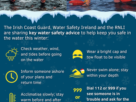 An infographic with water safety messages for festive dips and swims