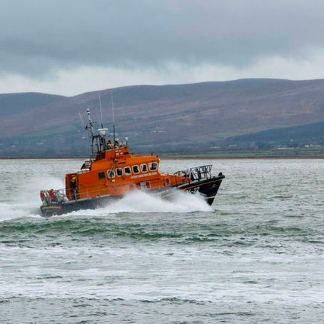 Fenit RNLI’s all-weather lifeboat powers through Tralee Bay during a busy weekend for the volunteer crew.