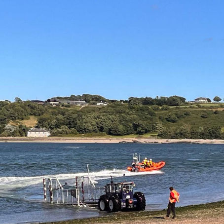 Youghal RNLI lifeboat launching from Youghal Harbour on Tuesday 18 August following a call-out to Goat Island. Photo: RNLI/Youghal
