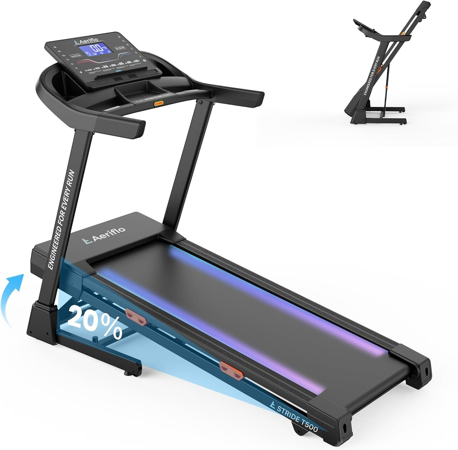 Laufband für Zuhause, Aeriflo T500 Profi Laufband mit 20 km/h & 20% Elektrische