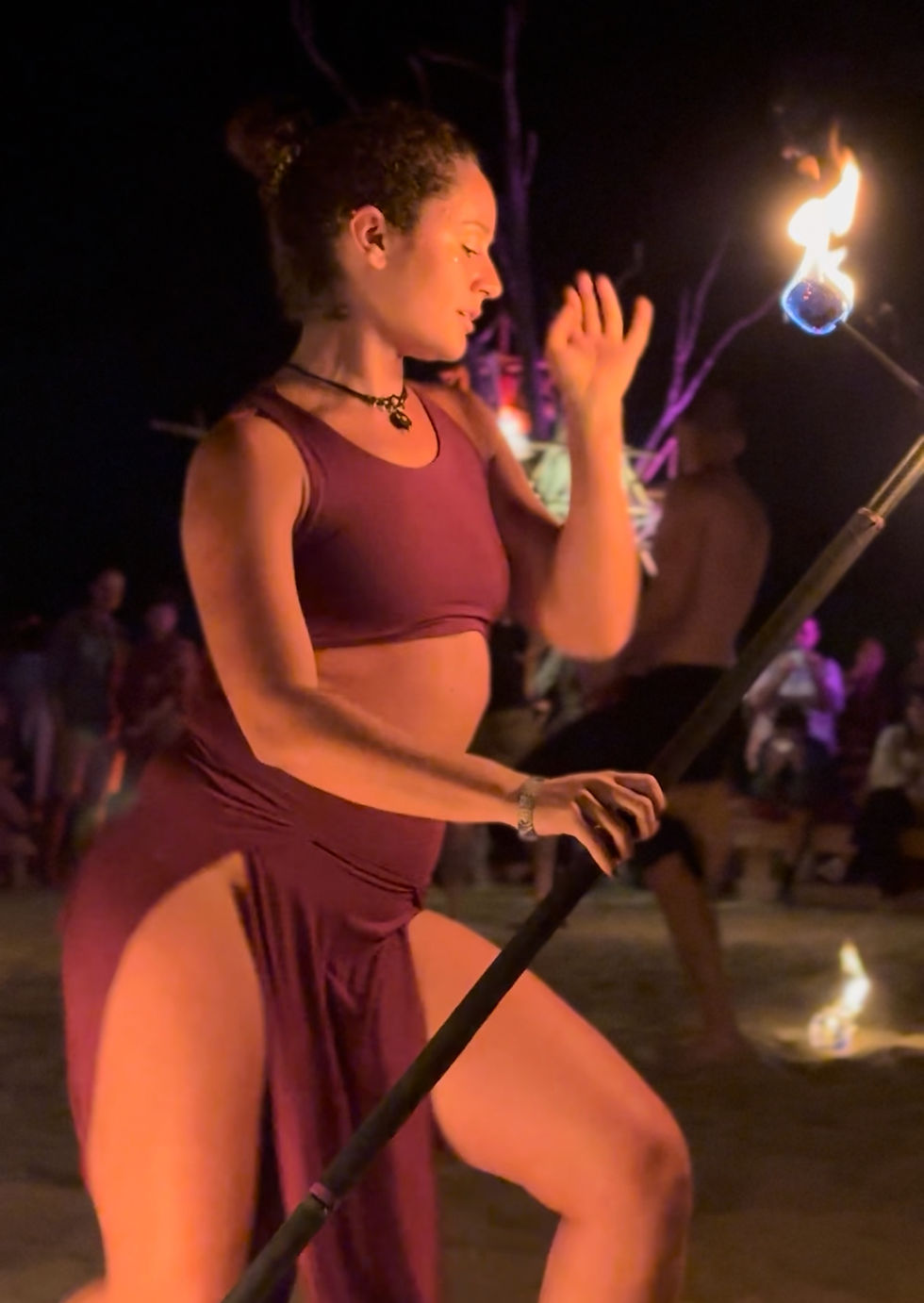 Clara Free Spirit performing fire dance at Ozora Festival