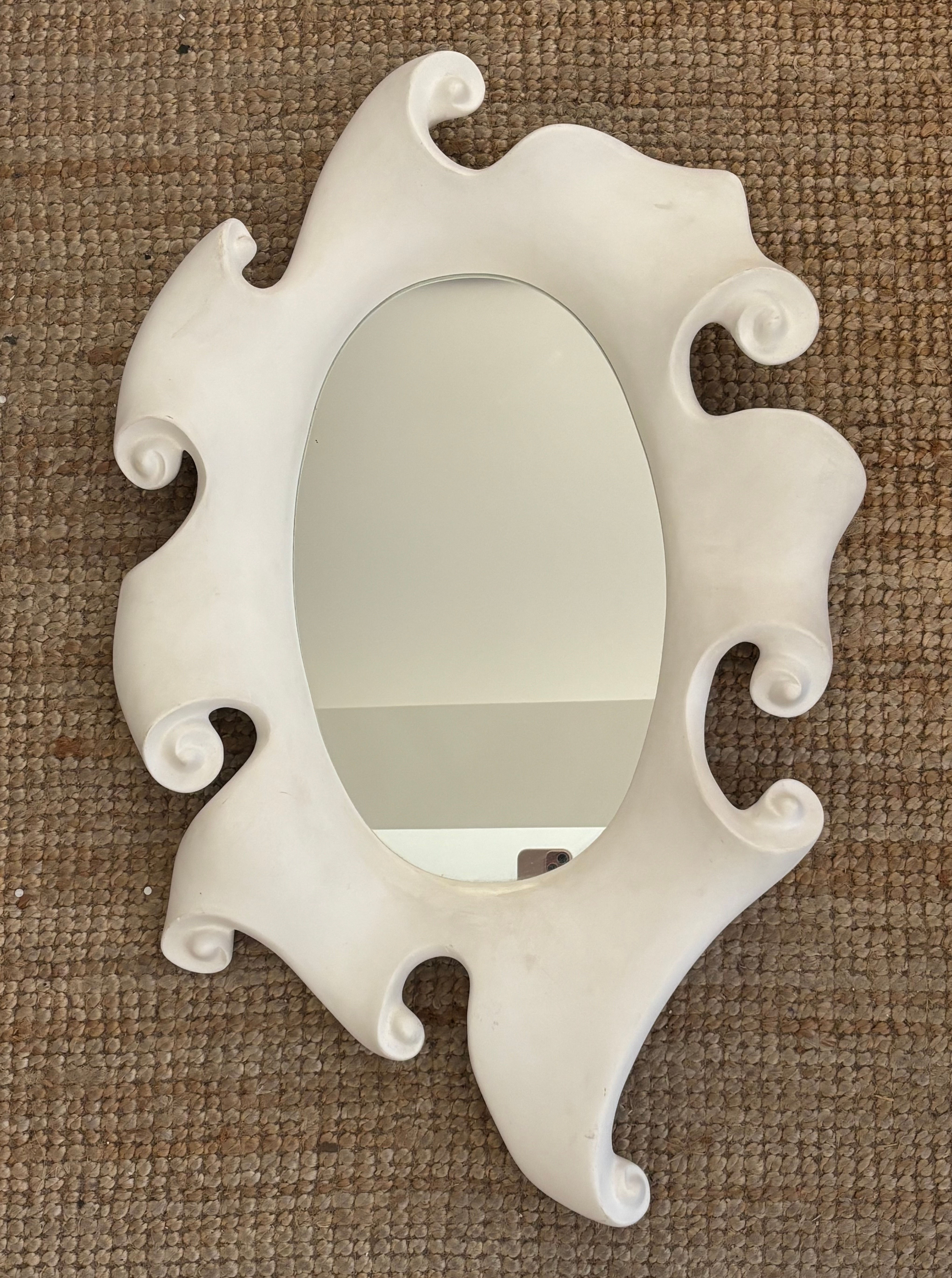 Jean BOGGIO pour les Héritiers, Miroir surréaliste en plâtre, cicra 2000, France