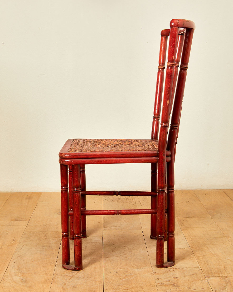 Miniature : Giorgetti, table de salle à manger, imitation de bois de bambou laqué rouge, circa 1960