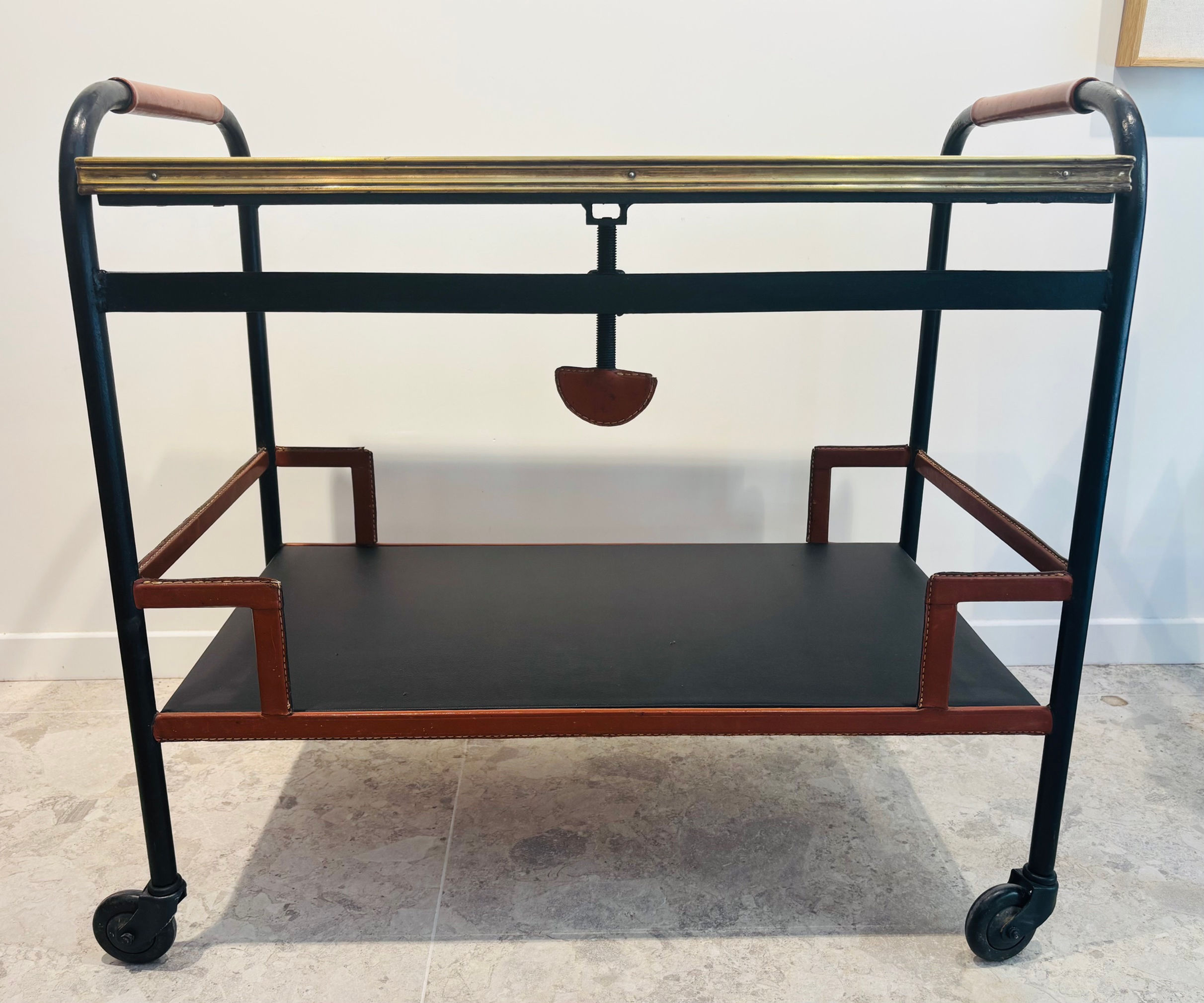 Jacques Adnet (1900-1984), desserte roulante à double plateaux