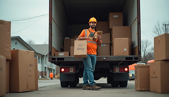 a man unloading boxes from a truck