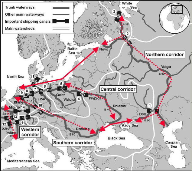 Source: Important European waterways and invasion corridors for the spread of... | Download Scientific Diagram