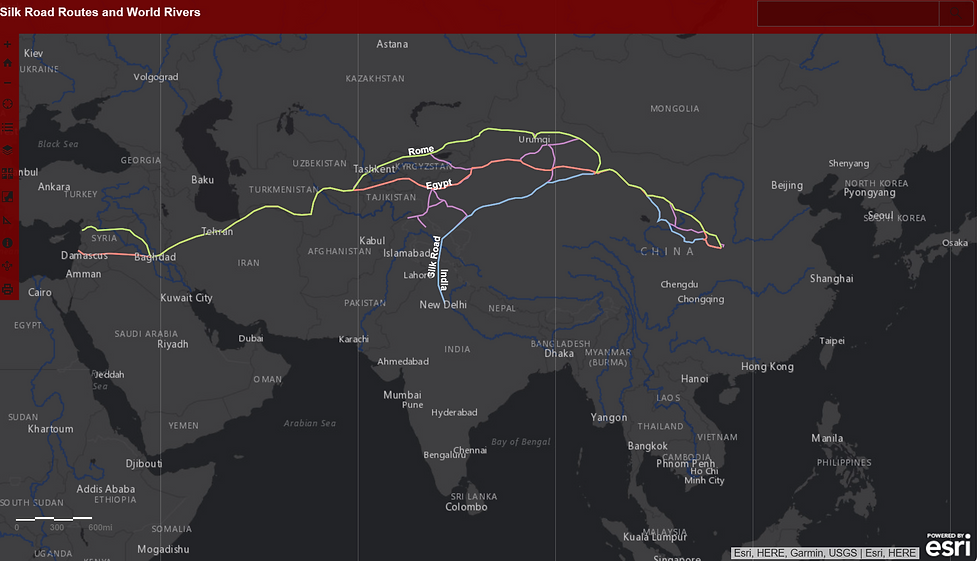 Silk Road and World Rivers (by Esri)