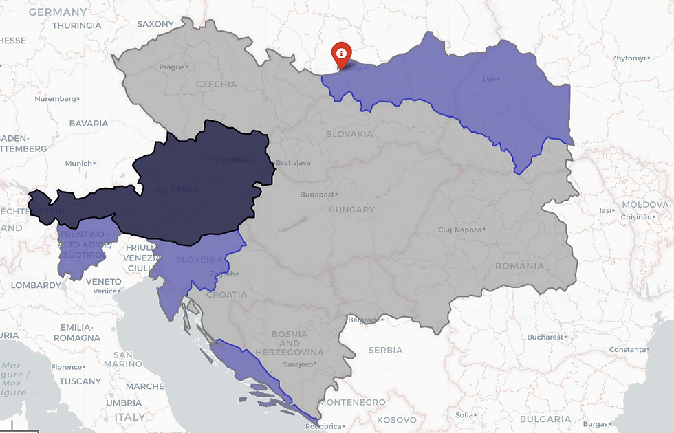 Austria-Hungary -1918/11/02 (Gray), Austria -1919/09/09 (Blue), Austria 1919/09/10- (Navy)