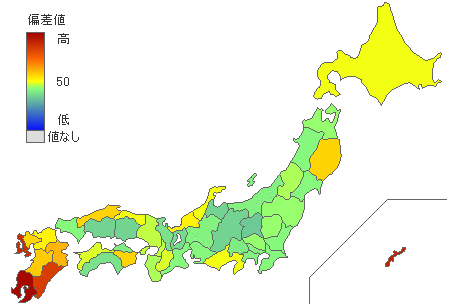 Leukemia in Japan (Red - high)