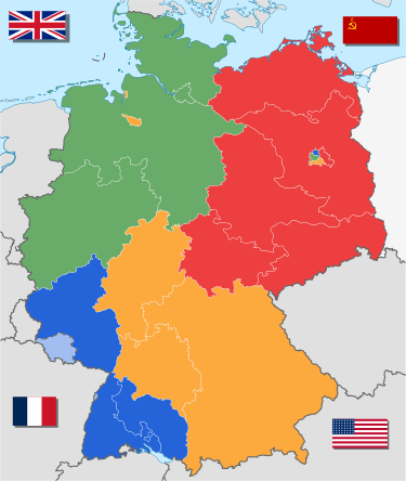 Occupation in Post-war Germany (Source: Allied-occupied Germany - Wikipedia) 