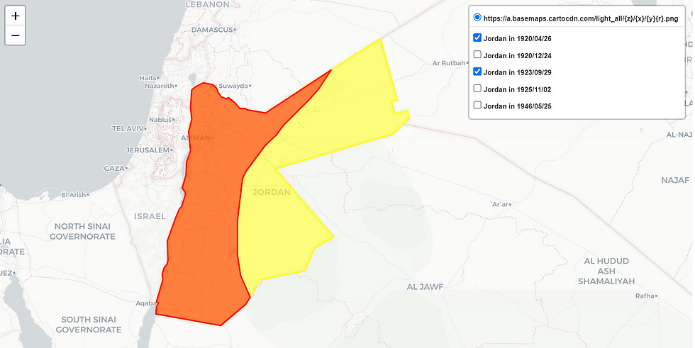 Historic Border Change of Jordan