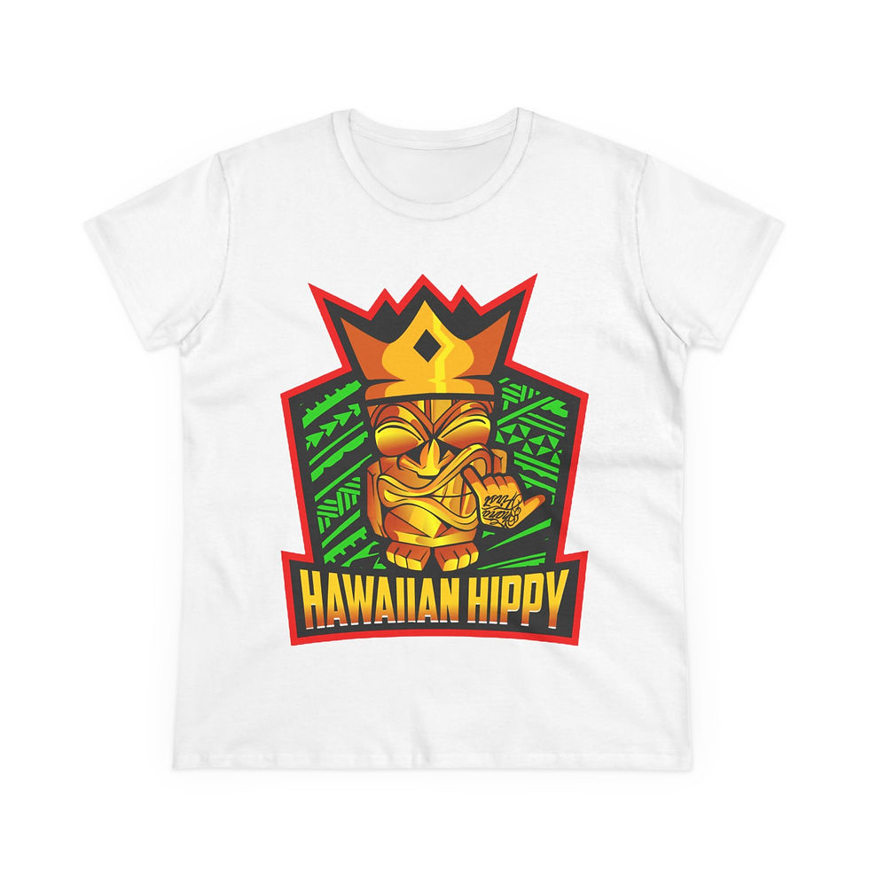 Thumbnail: Hawaiian Hippy Cotton Tee, Summer Top, Casual Style, Womens T-Shirt, Tropical