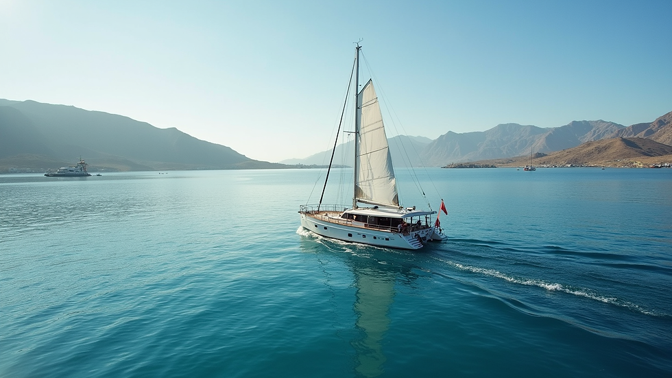 Vista aérea de un tour en barco en la bahía de Loreto