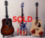 Three minature guitars adorned with custom art by Atlanta-based portrait artist - The Atlanta Illustrator