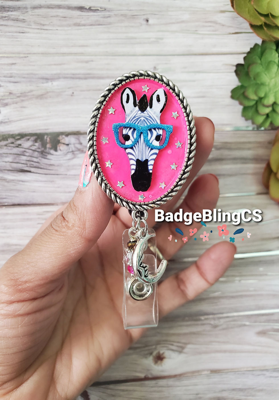 Thumbnail: Zebra with glasses badge holder jewelry 