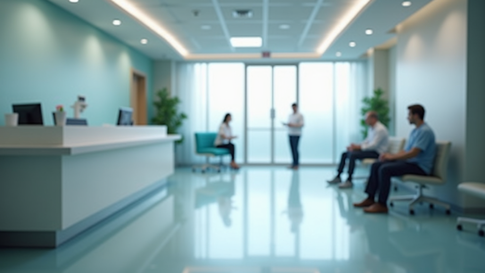 Eye-level view of a clean and organized hospital reception area
