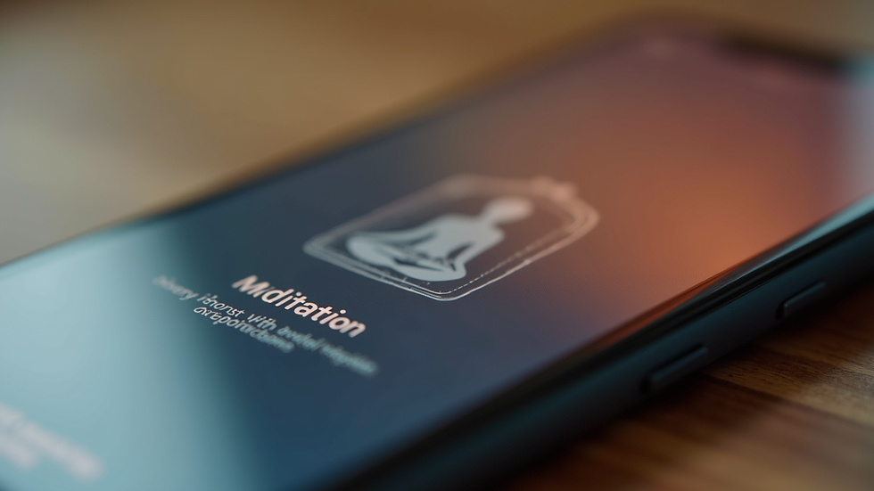 Close-up view of a smartphone displaying a meditation app interface