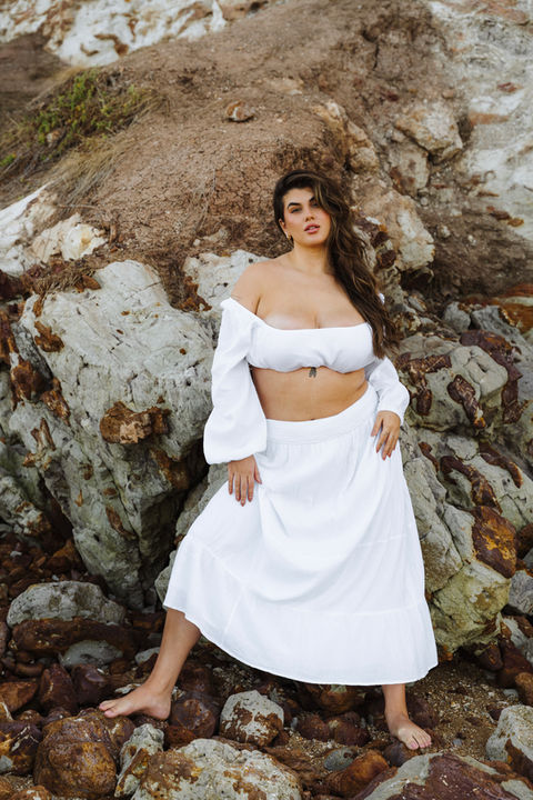 Full body fashion model editorial pose