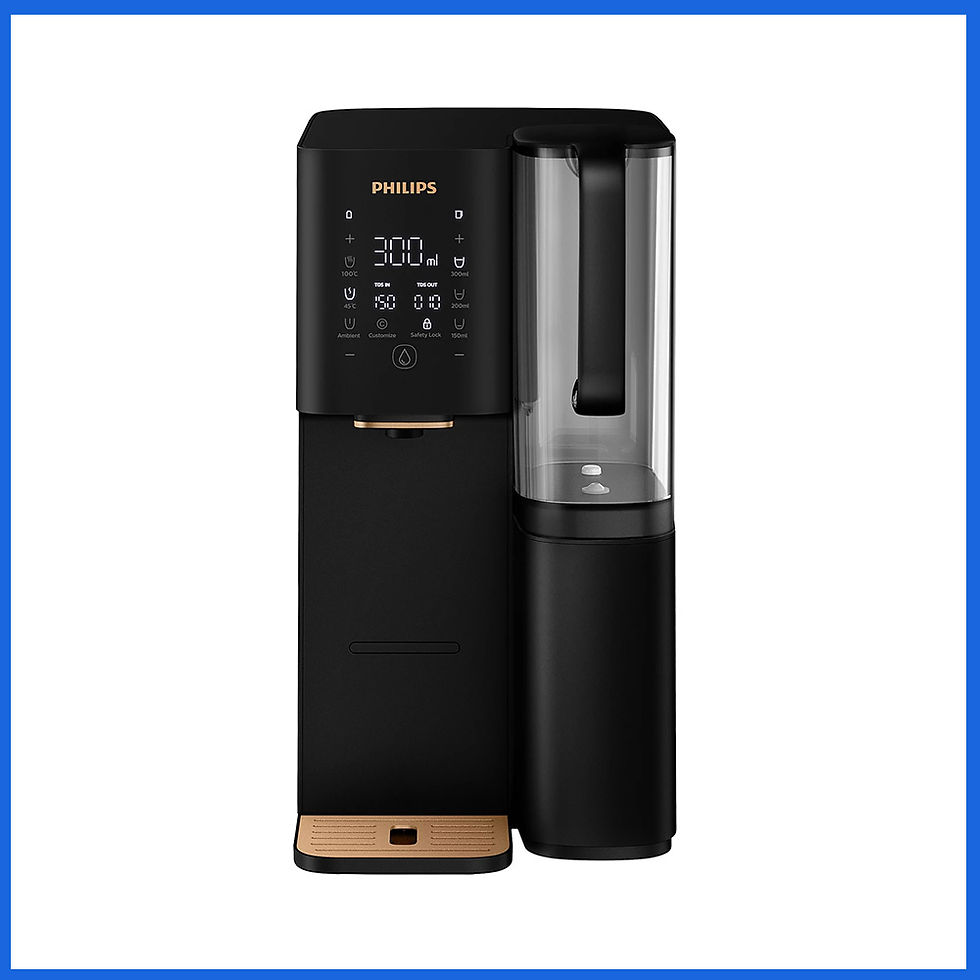 Thumbnail: Philips ADD6920BK 正面特寫，智能顯示屏顯示 300ml 出水量及進出水 TDS 水質數值監測