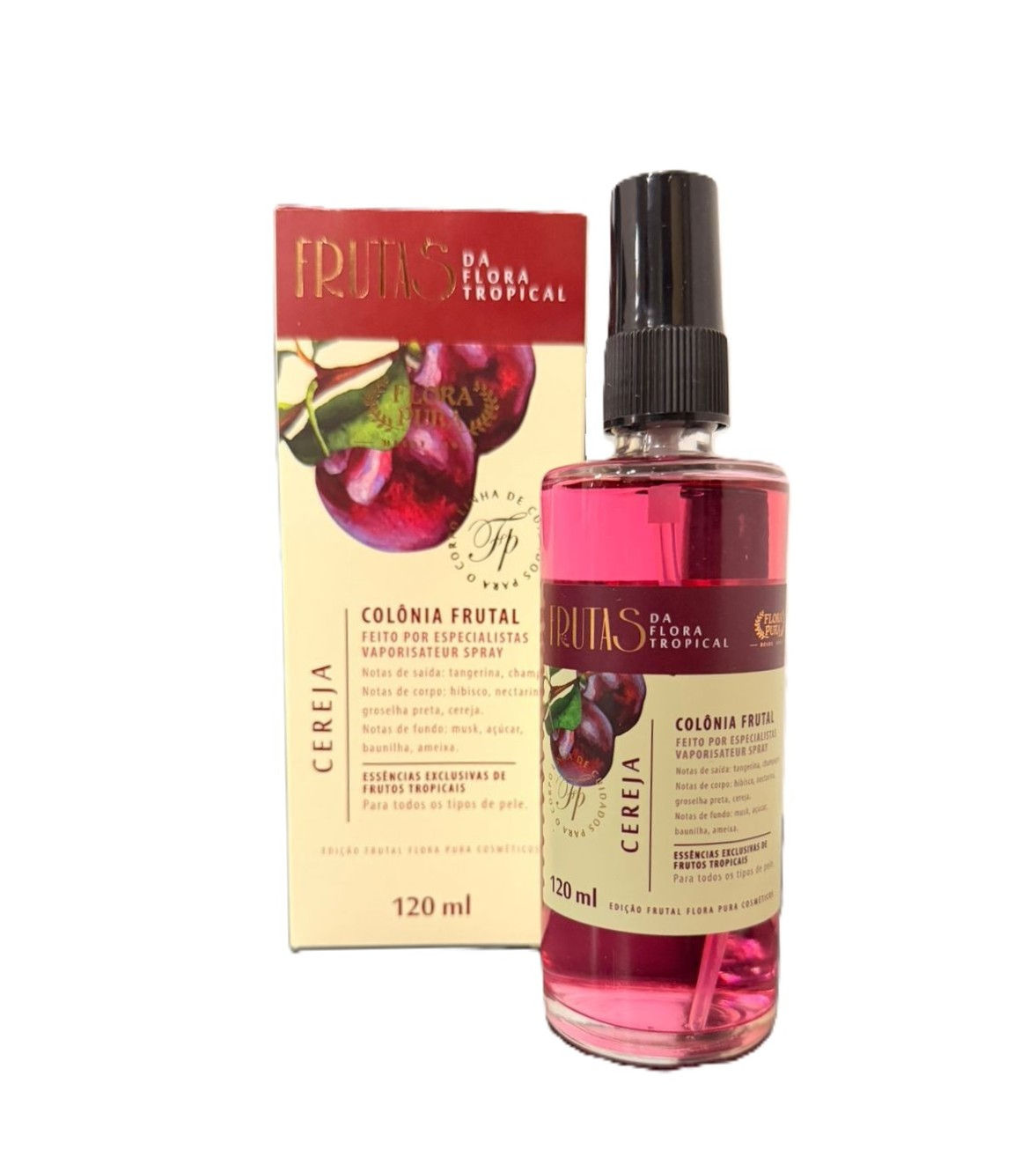 Colônia Frutal Cereja Flora Pura Spray Corporal 120ml Feminina