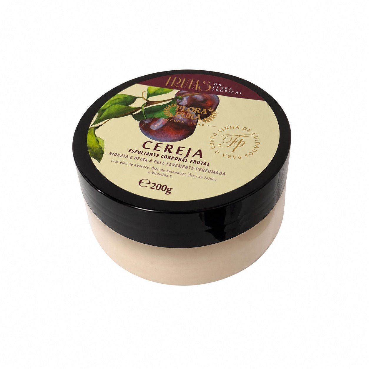 Esfoliante Corporal Cereja Flora Pura Óleo Abacate Jojoba 200g