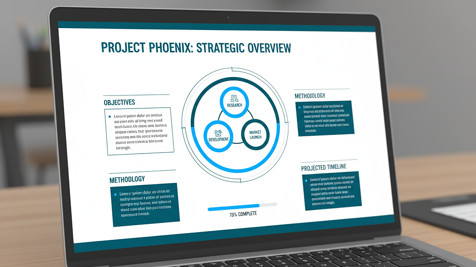 Close-up view of a laptop screen displaying a detailed proposal document