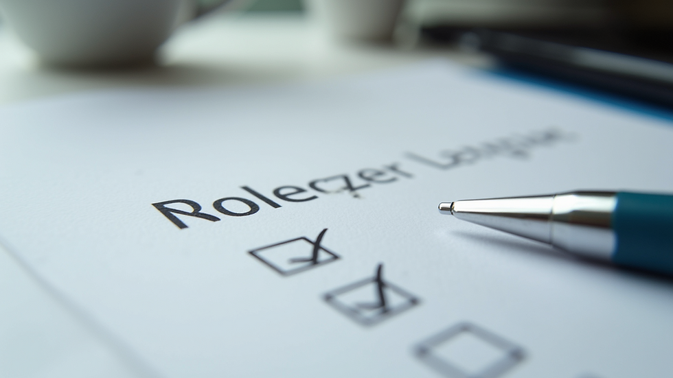 Close-up view of a printed RFP checklist with pen