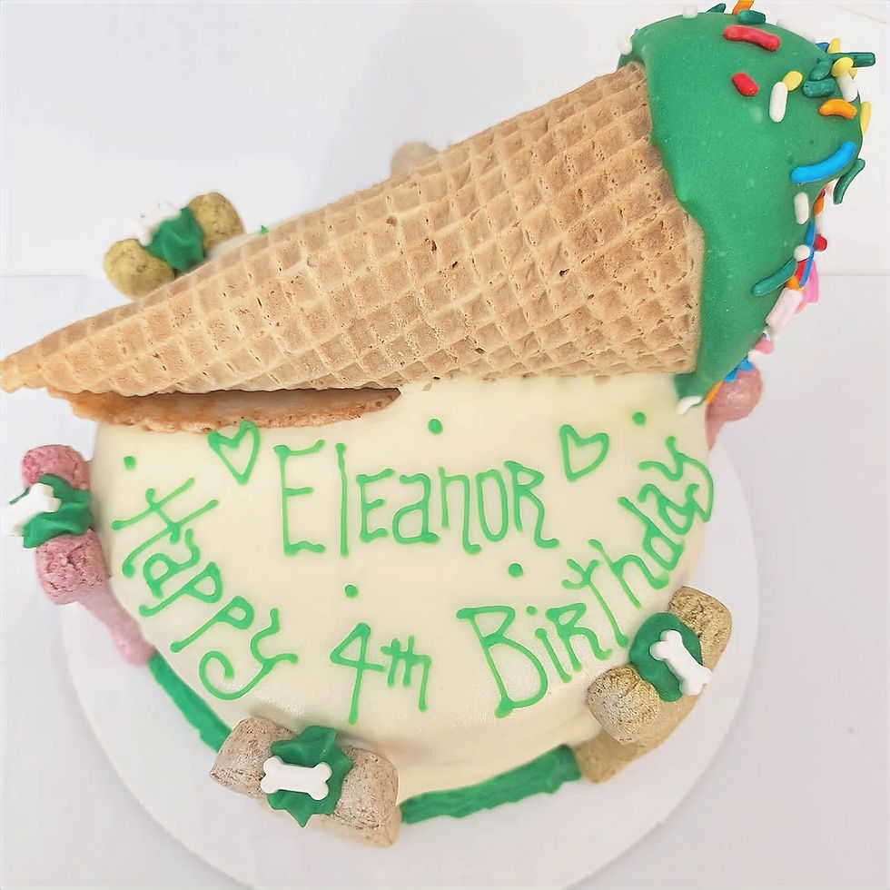 Thumbnail: 4" green ice cream cone cake