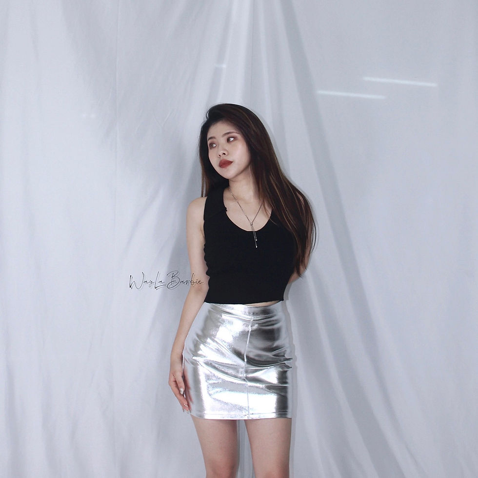 縮圖：未來感高腰顯瘦微A字短裙