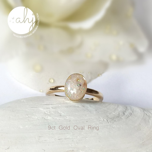 Gold Ashes Memorial Ring, Oval Style Keepsake Ring alison