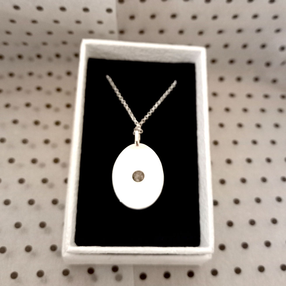 Thumbnail: Large Gemstone Memorial Pendant in Sterling Silver