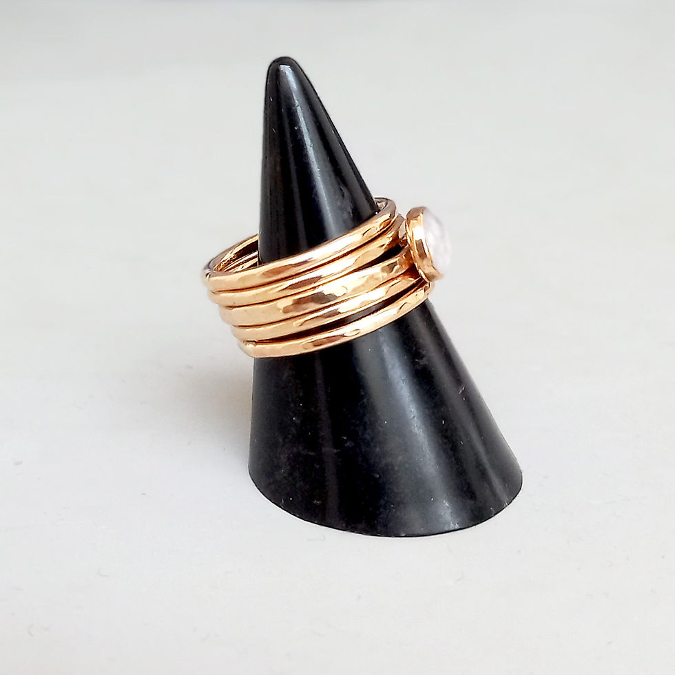 Thumbnail: 9ct Gold Orb Minimalist Ring with Stacking Ring, memorial keepsake ring