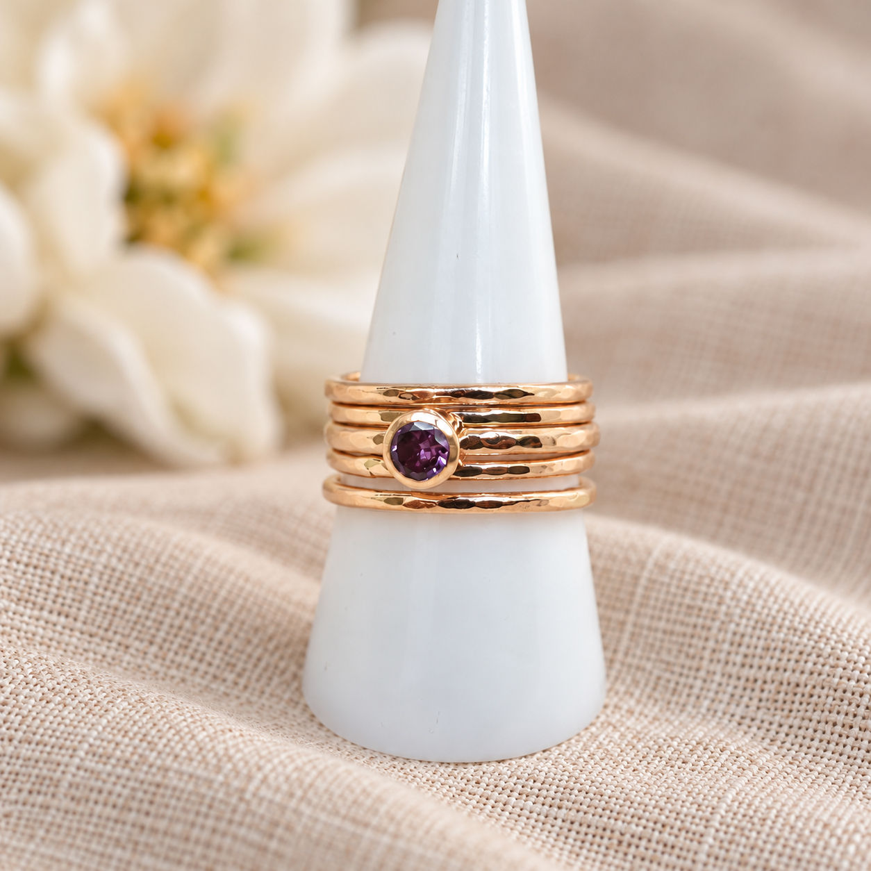 14ct Gold Filled Cremation Ashes Urn Ring Stack