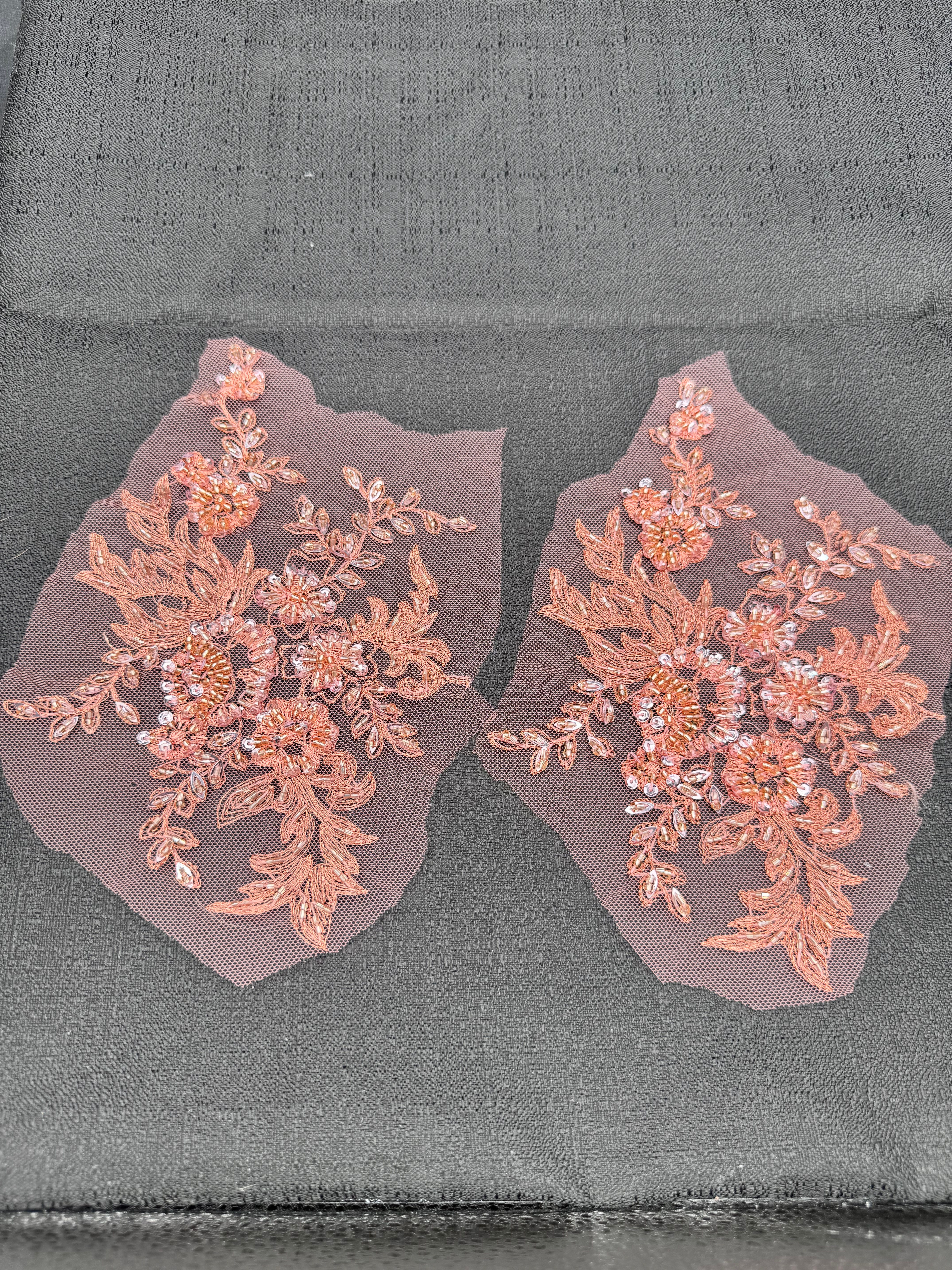 Copper Beaded Applique-Pair