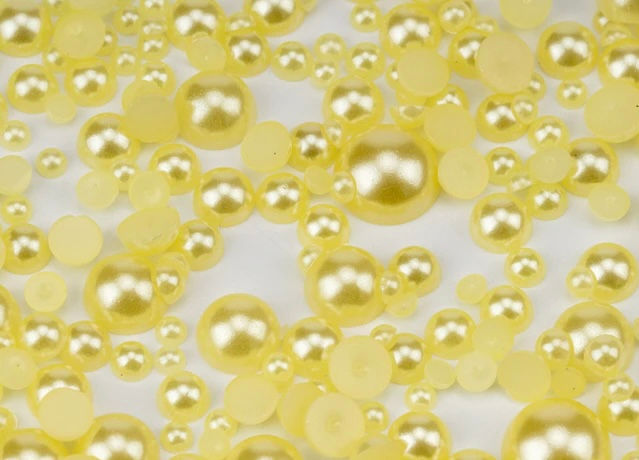 Light Yellow Flat Back Pearls