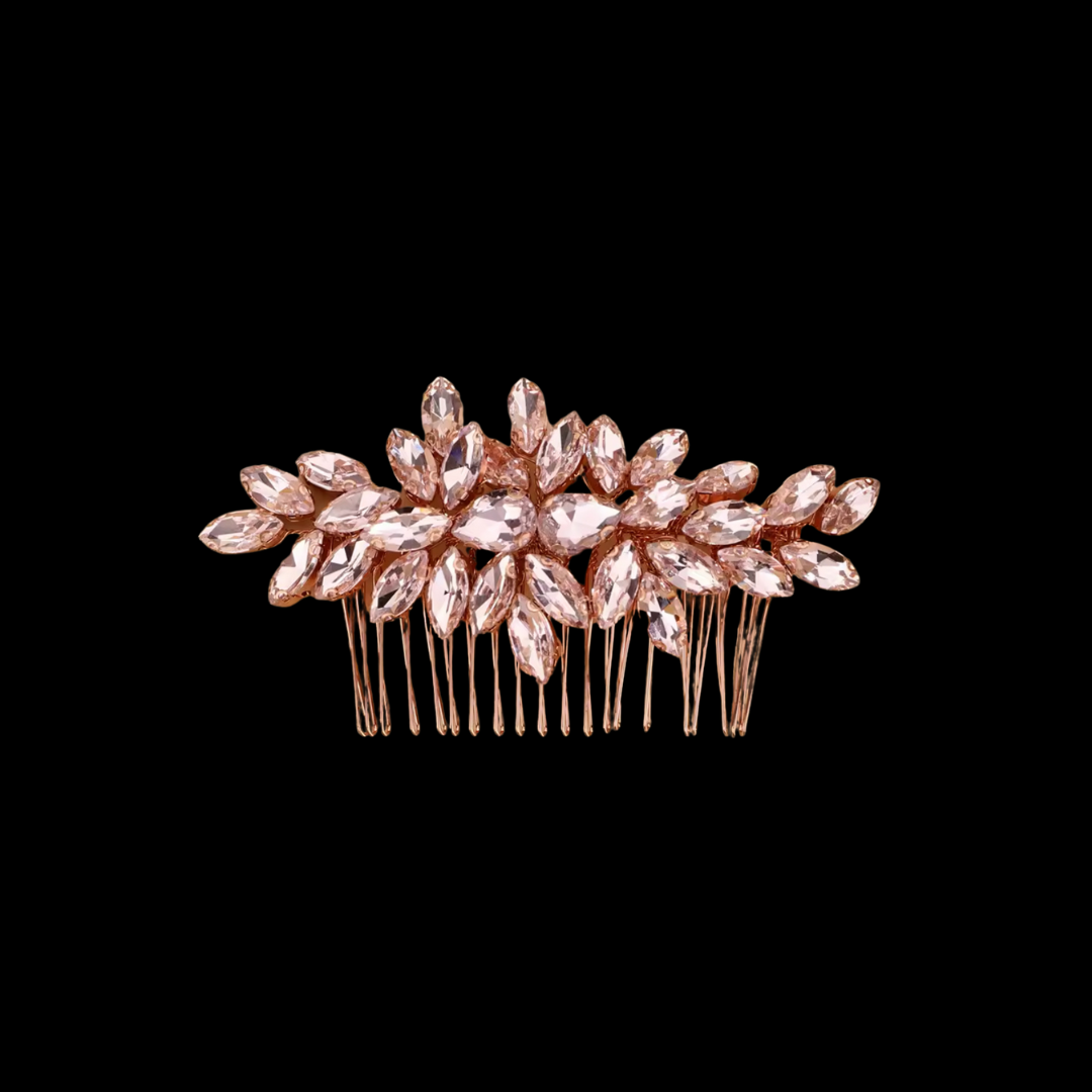 Rose Gold Rhinestone Hair Comb