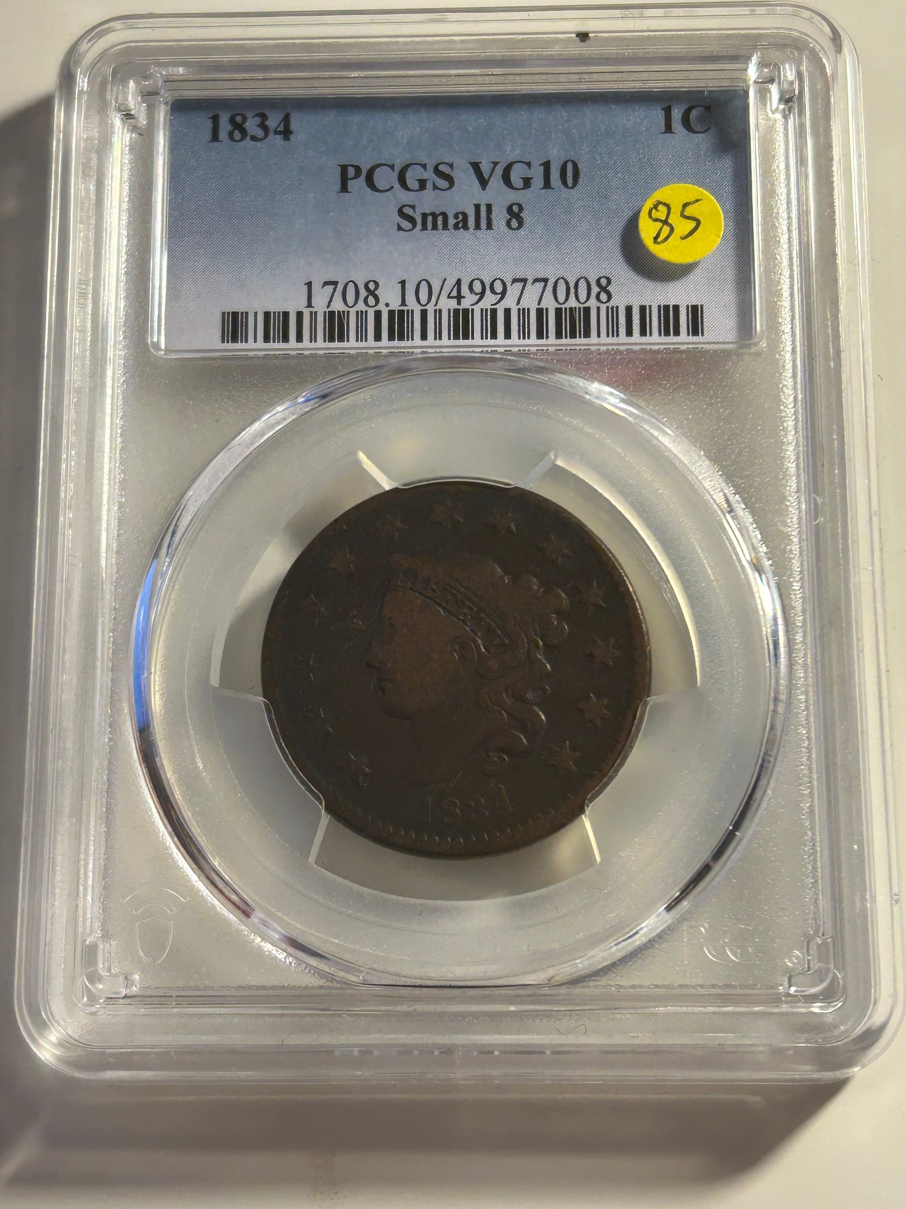 1834 Small 8 PCGS VG08 