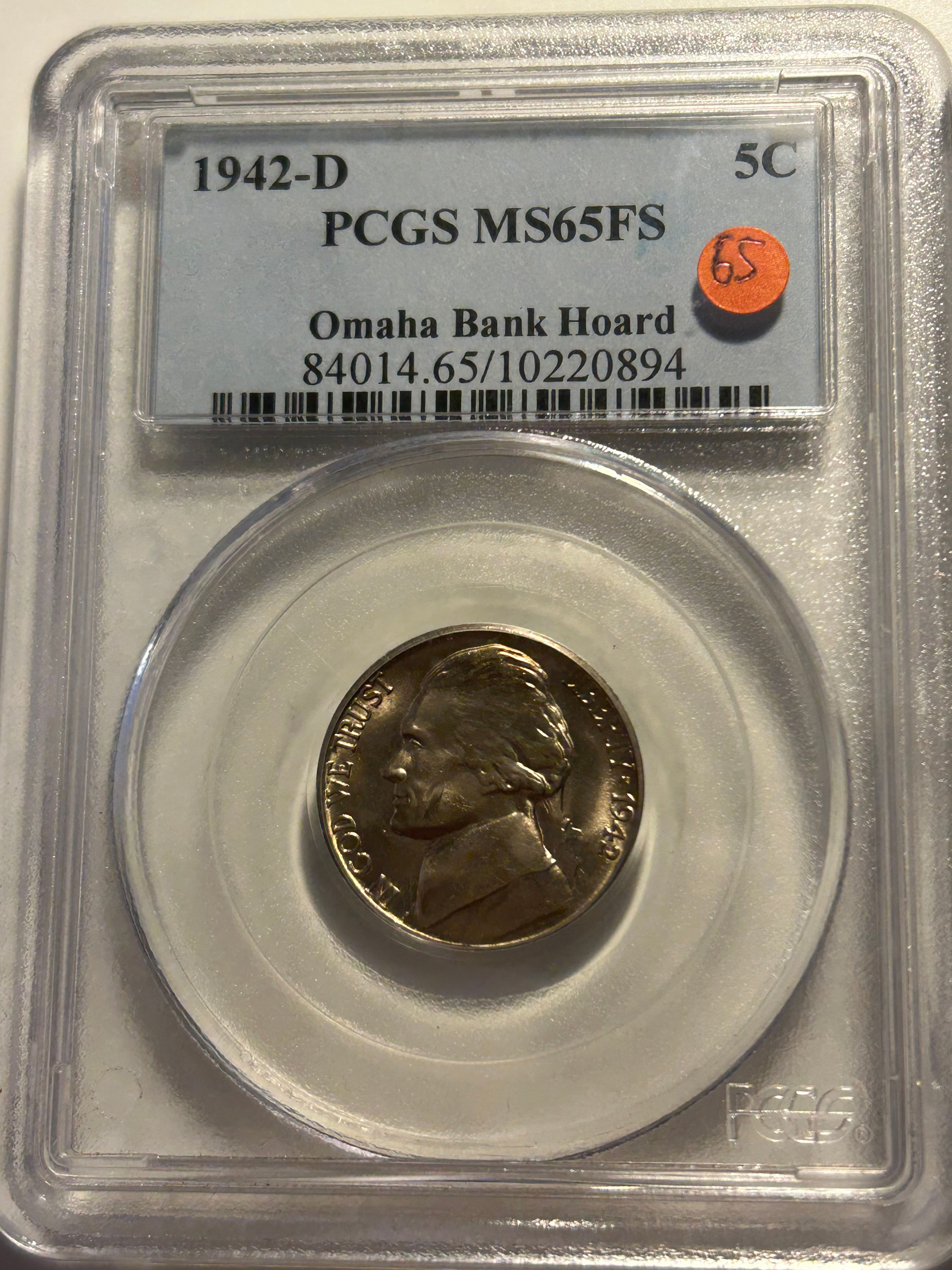 1942-D PCGS MS65FS - Omaha Bank Hoard