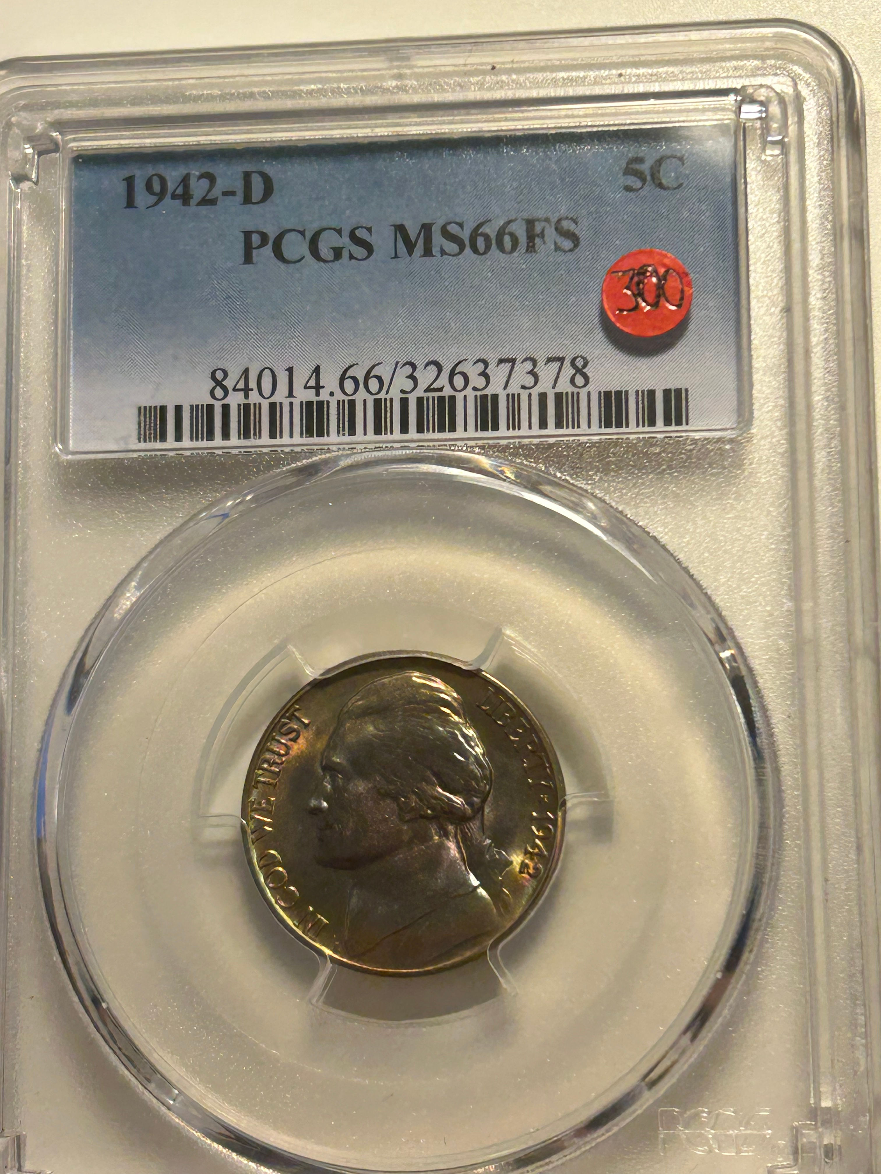 1942-D PCGS MS66FS — Toned