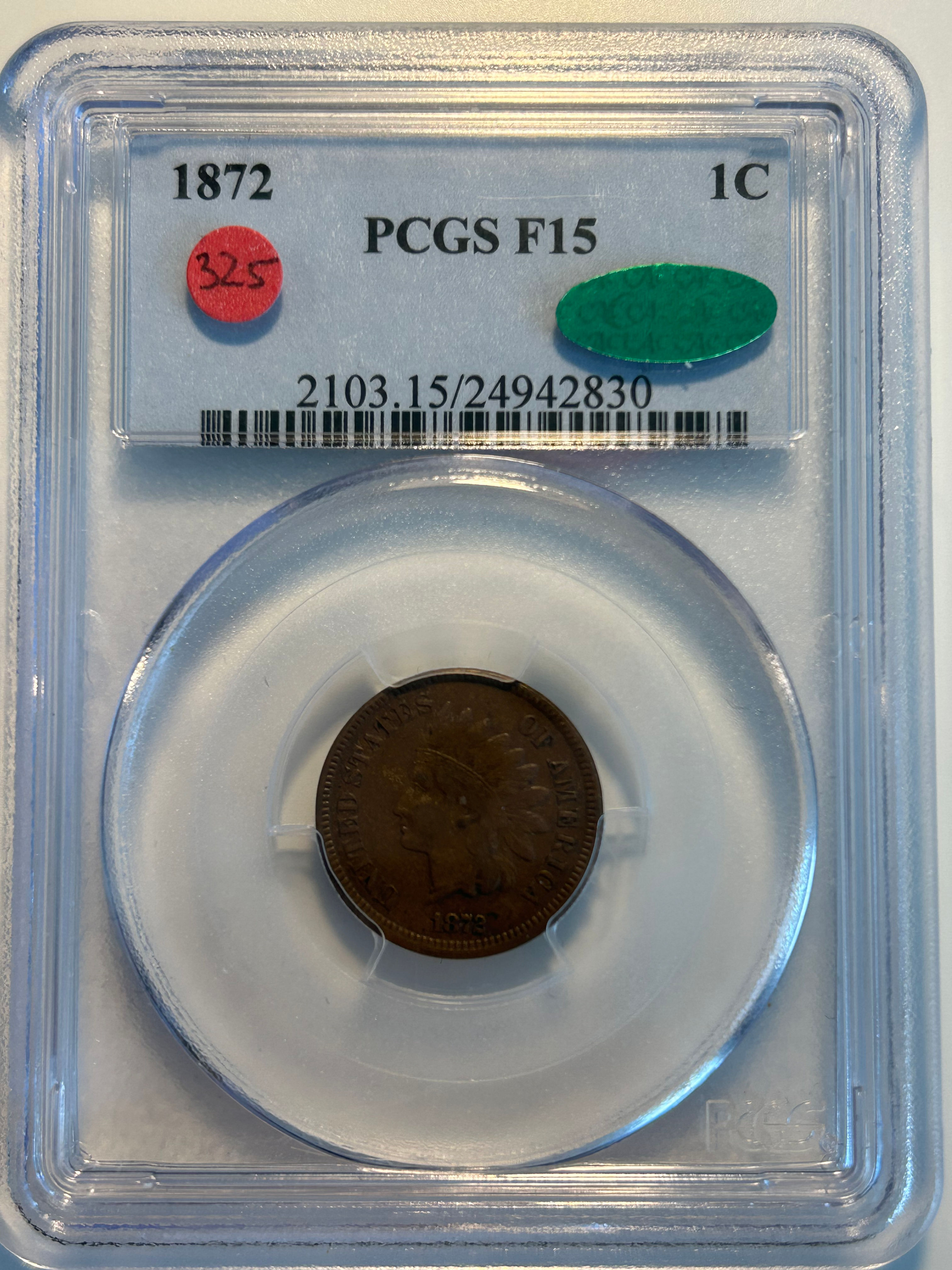 1872 PCGS F15 CAC