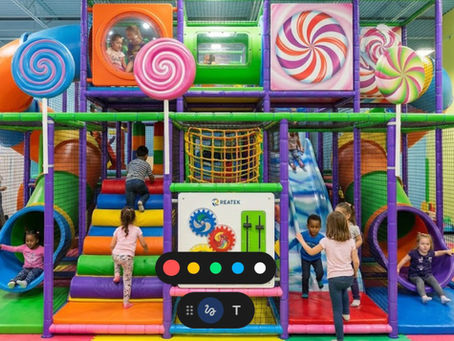 Lollipop big indoor playground with children and parents